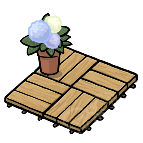 Wood Deck Tiles With Plant sample - SunnyDraws