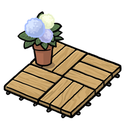 Wood Deck Tiles With Plant